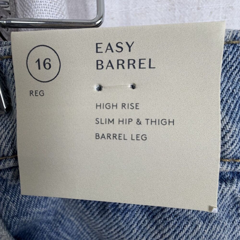 easy barrel leg jeans high rise slim hip & thigh light wash 16 boho summer jeans - Picture 2 of 5